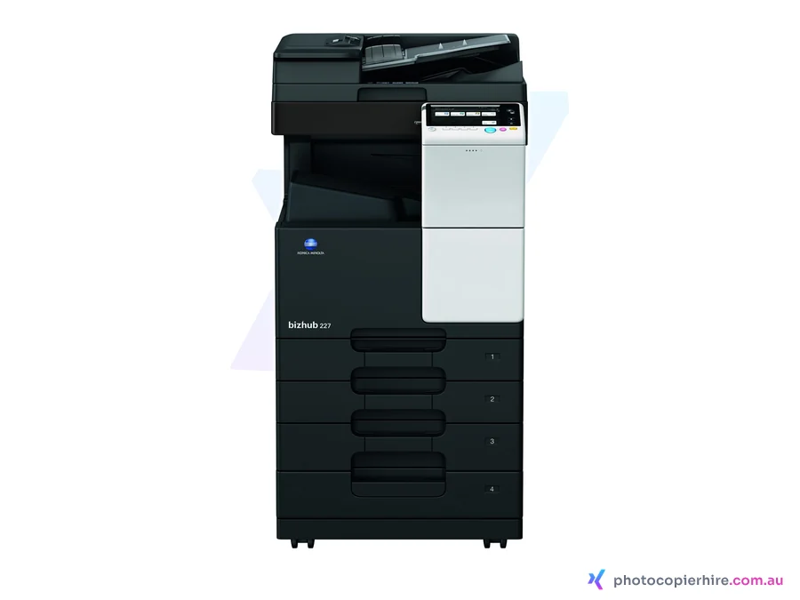 Konica Minolta bizhub 287 photocopier, the same body family as the Konica Minolta bizhub 227, for hire, rent or sale in Brisbane